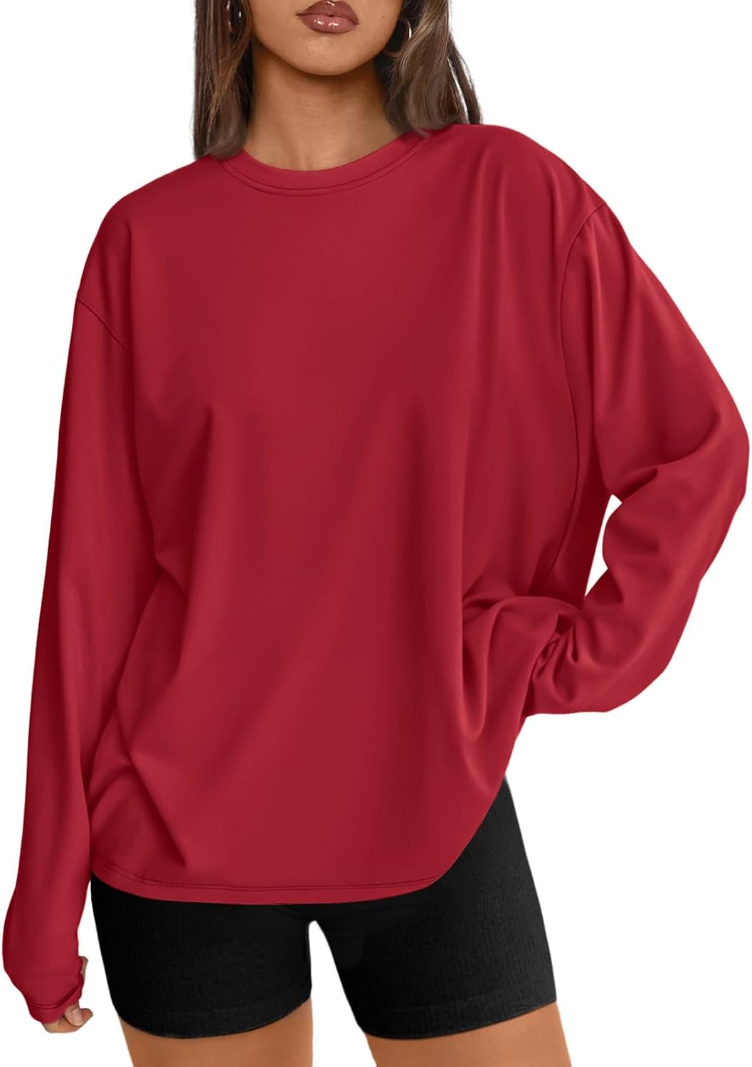 Trendy Queen Womens Oversized Long Sleeve Shirts Fall Tops 2026 Basic Tees