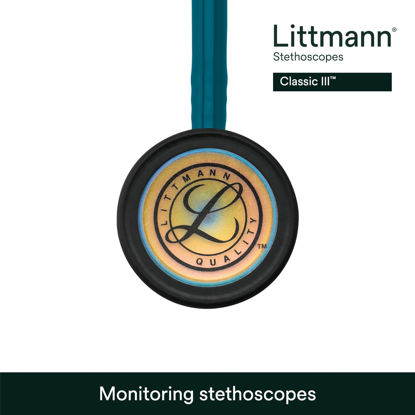 3M Littmann Classic III Monitoring Stethoscope, 5803, More Than 2X as Loud, Weighs Less, Stainless Steel Black-Finish Chestpiece, 27" Black Tube, Stem and Headset