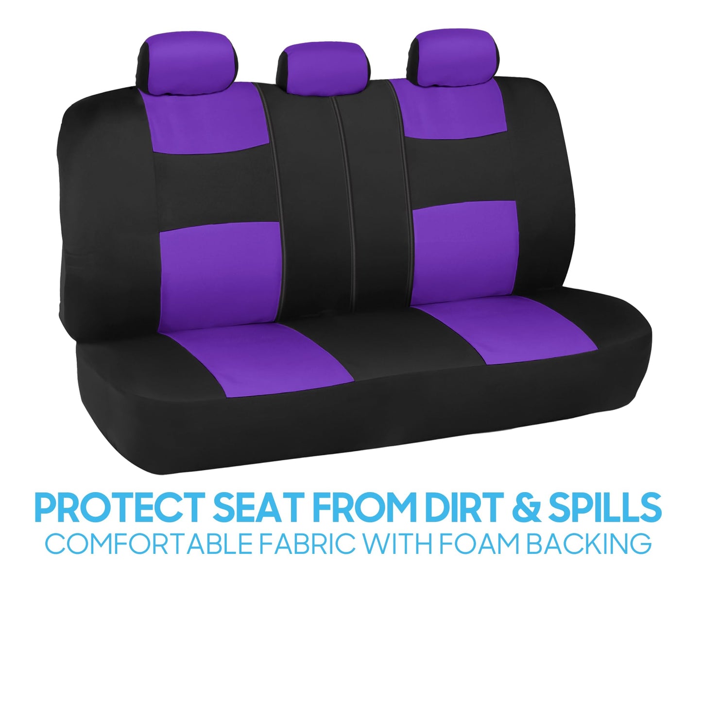 BDK PolyPro Car Seat Covers Full Set in Solid Black, Front and Rear Split Bench Seat Covers for Cars, Easy to Install Car Seats Cover Set and Accessories for Auto Trucks Van SUV - Solid Black