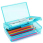 Double Layer Plastic Clear Hard Colored Pencil Box Case Pen Crayon Box