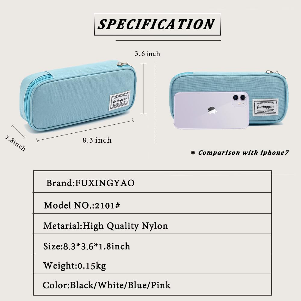FUXINGYAO Pencil Case, Multi- Slot Pencil Pouch, Portable Pencil Bag, Pen Case for& Office(Black)