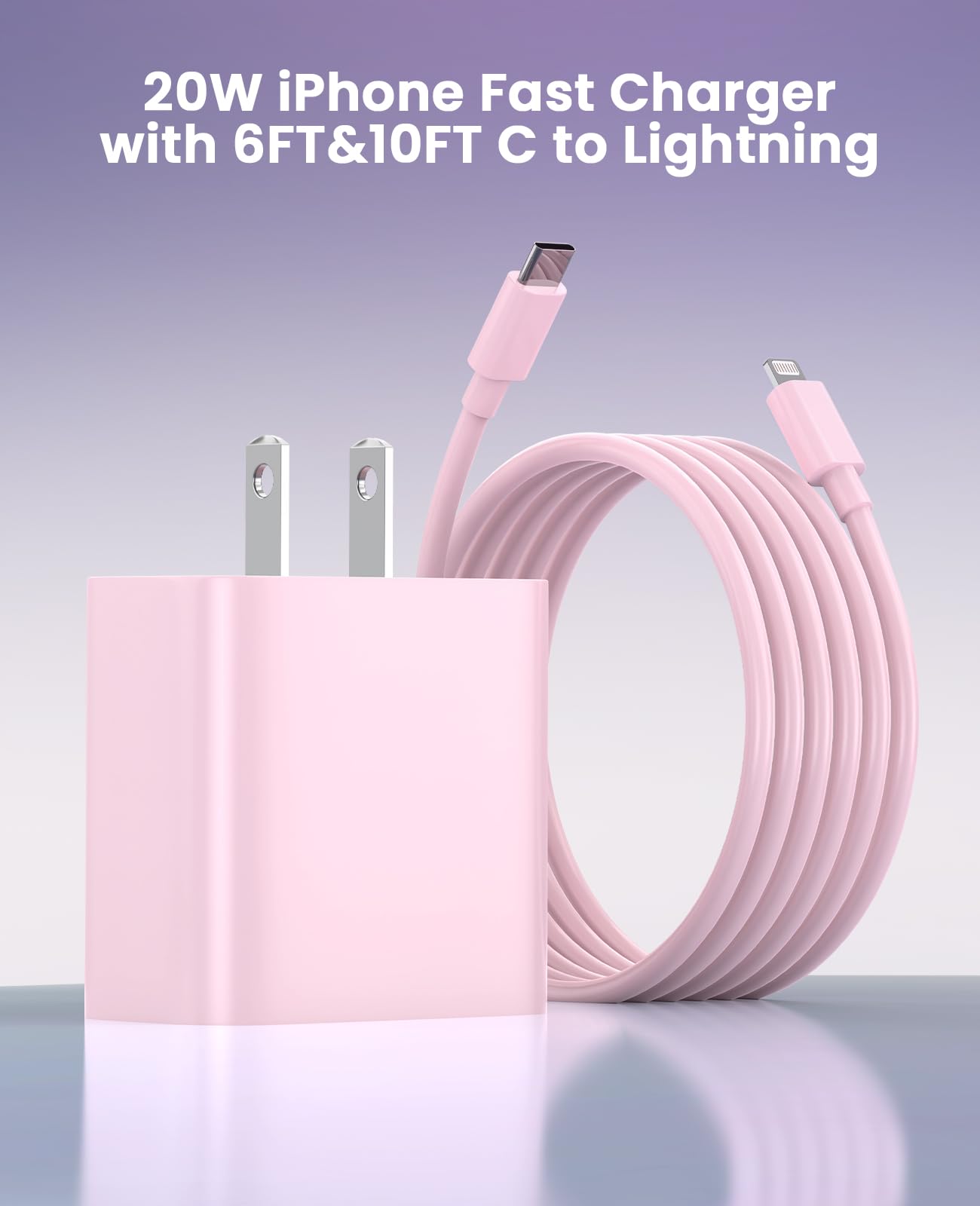 iPhone Charger Fast Charging, USB C Charger Block, 6FT/10FT Lightning Cable