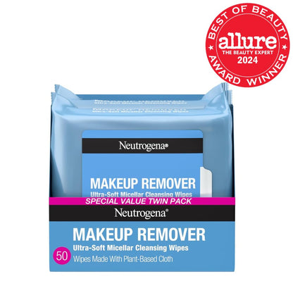 Neutrogena Makeup Remover Micellar Wipes, 2 Pack of 25 Ct