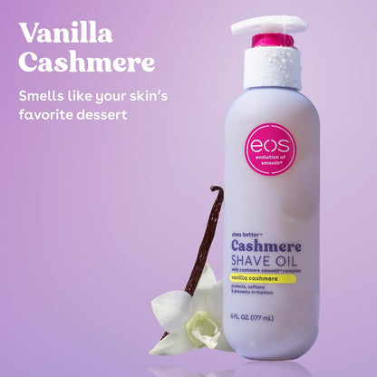 eos Vanilla Cashmere Shave Oil- Moisturizing Natural Shea Butter, 6 fl oz