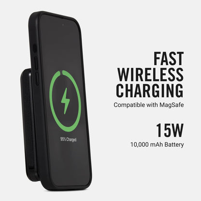 Ridge 20W Magnetic Power Bank Battery Pack 10,000mAh - Fast Charging, Compatible with MagSafe - Portable Charger Flight-Safe Travel Powerbank - Built-in Cables & Magnetic Attachment (Matte Black)