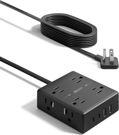 SUPERDANNY Extension Cord,Flat Plug Surge Protector Power Strip,6Ft