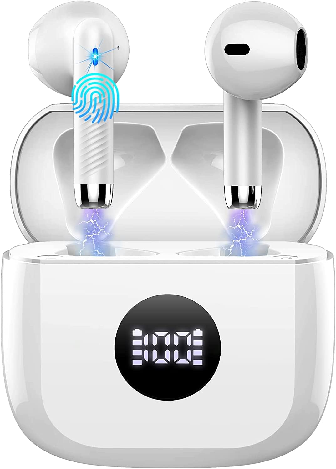 Wireless Earbuds, Bluetooth 5.4 Ear Buds, LED Power Display, 6D Bass Stereo