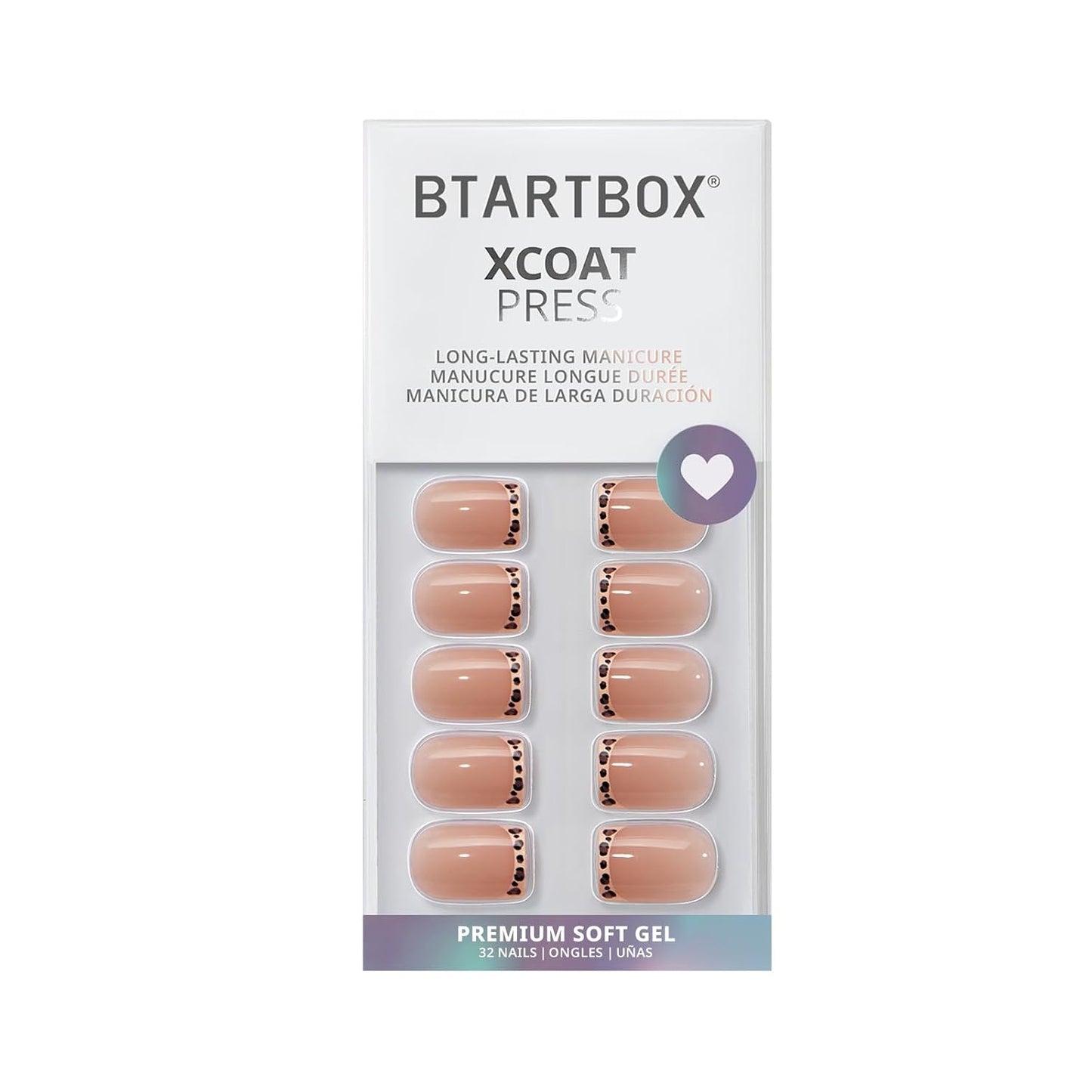 BTArtbox Press On Nails, Vanilla Cream, Short Square, Ombre Peach, 32Ct