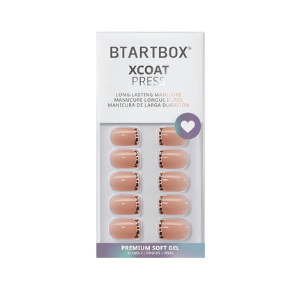BTArtbox Press On Nails, Vanilla Cream, Short Square, Ombre Peach, 32Ct