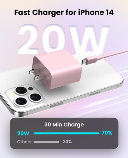 iPhone Charger Fast Charging, USB C Charger Block, 6FT/10FT Lightning Cable