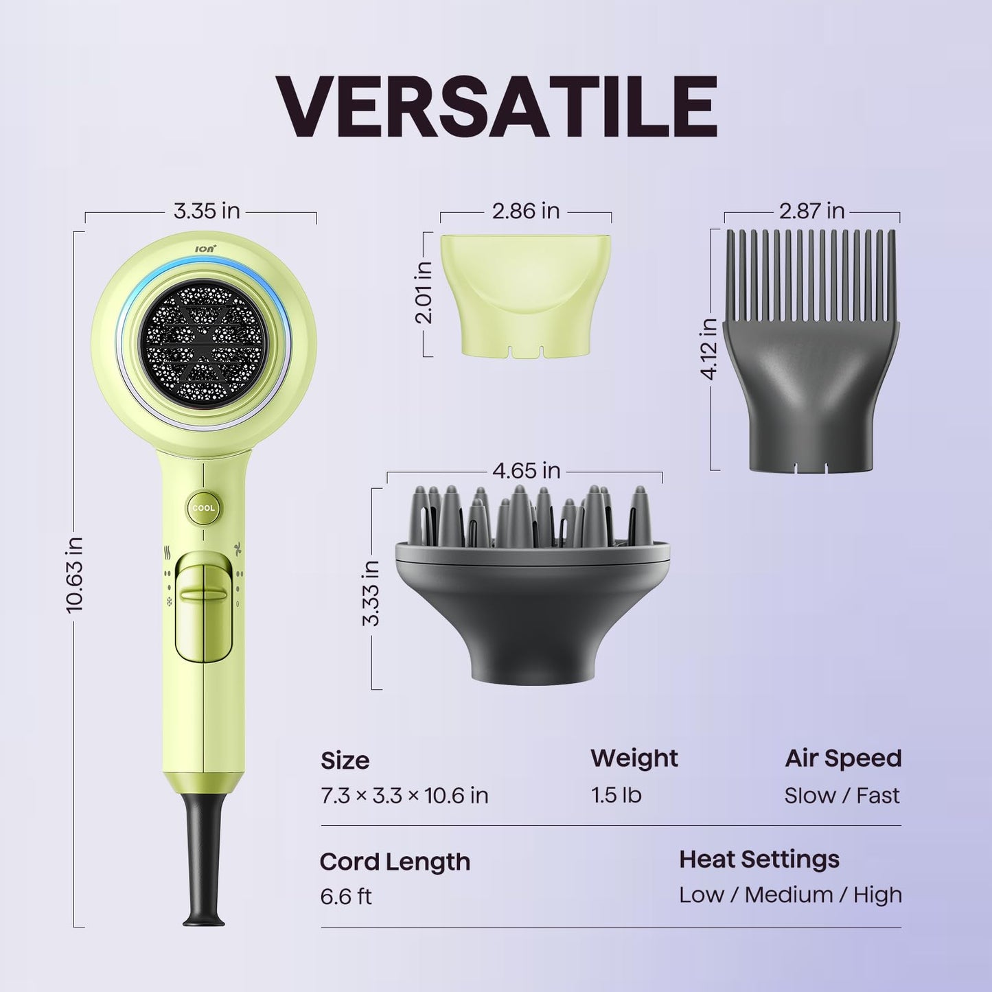 Wavytalk Blown Away Ionic Hair Dryer with Diffuser for Curly Hair