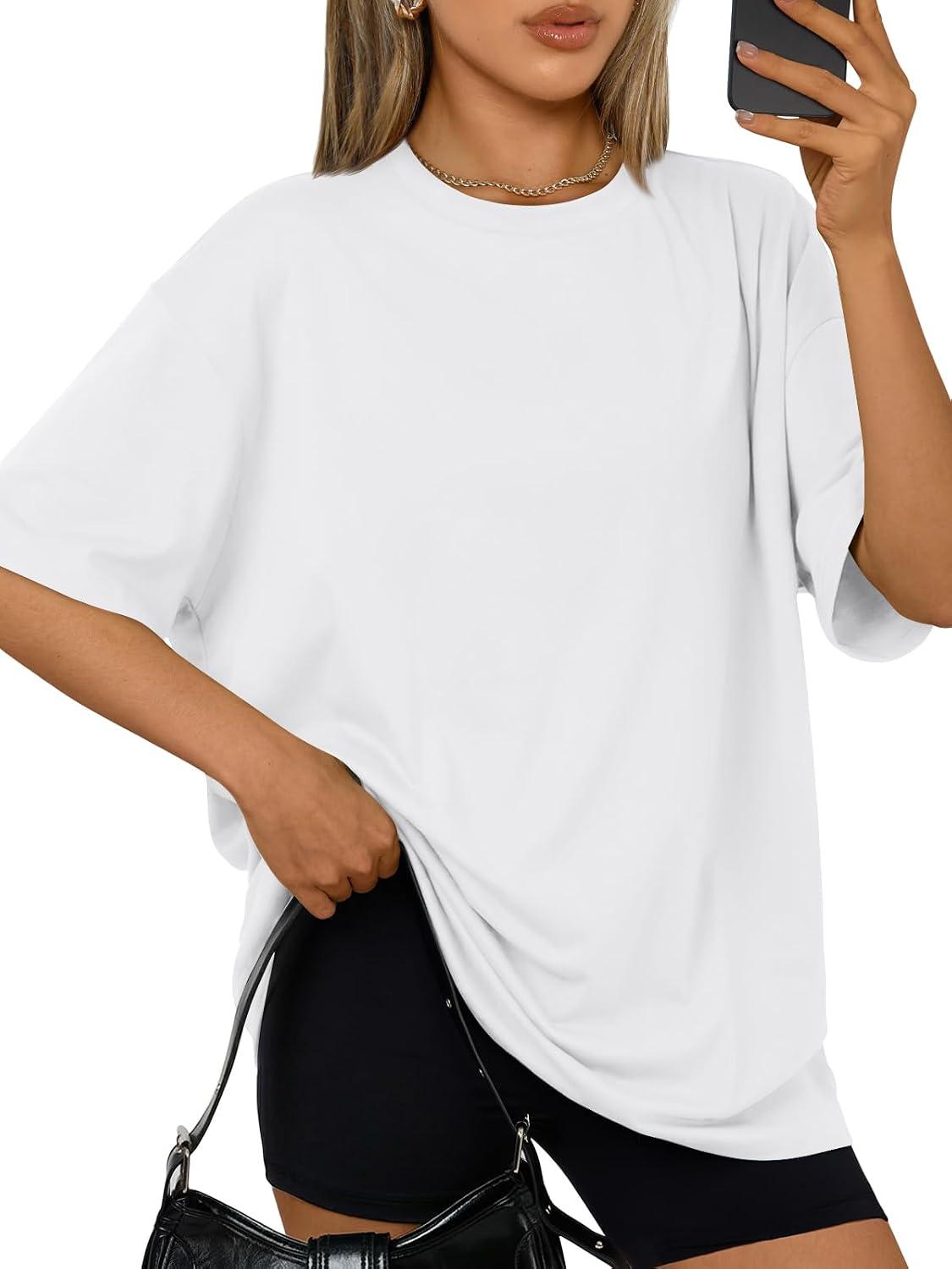 Trendy Queen Womens Oversized T-Shirts Short Sleeve Crew Neck Summer Tops