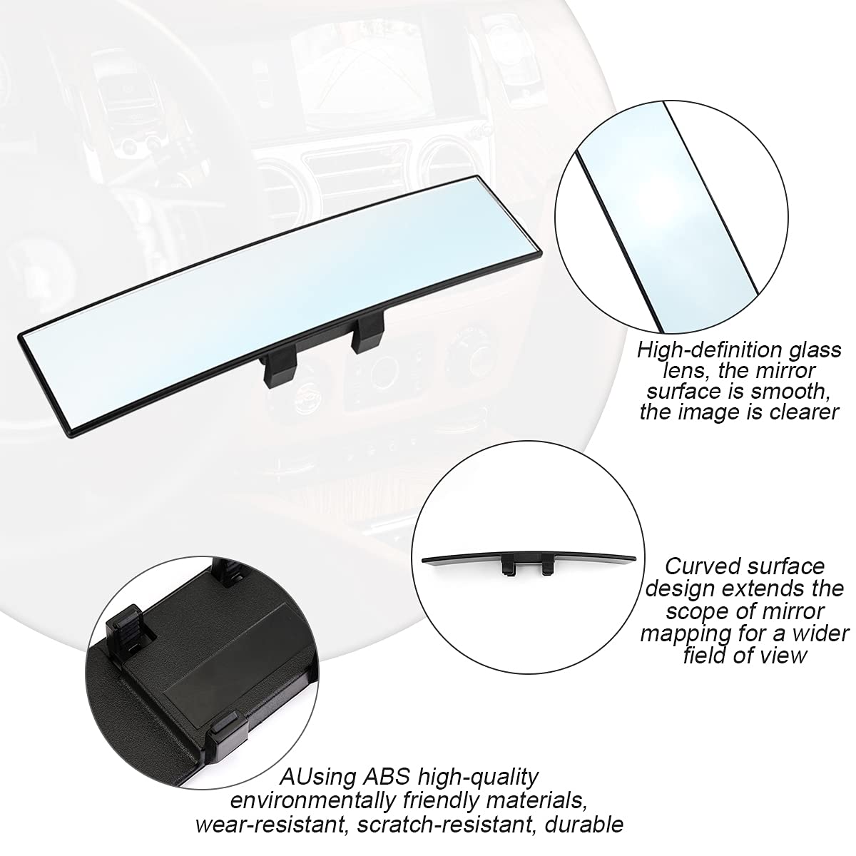 8sanlione 360-Degree Adjustable Car Rearview Mirror