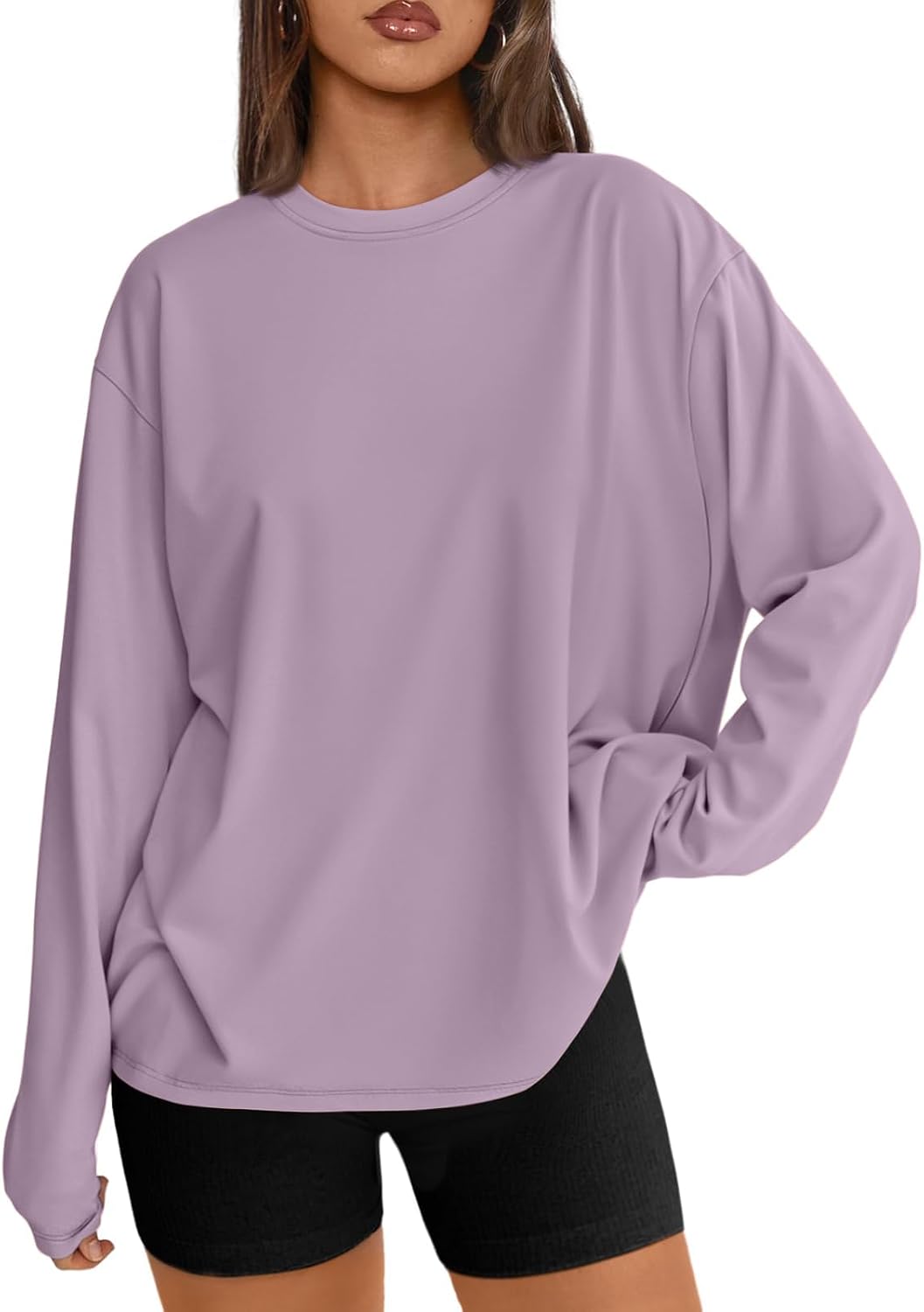 Trendy Queen Womens Oversized Long Sleeve Shirts Fall Tops 2026 Basic Tees