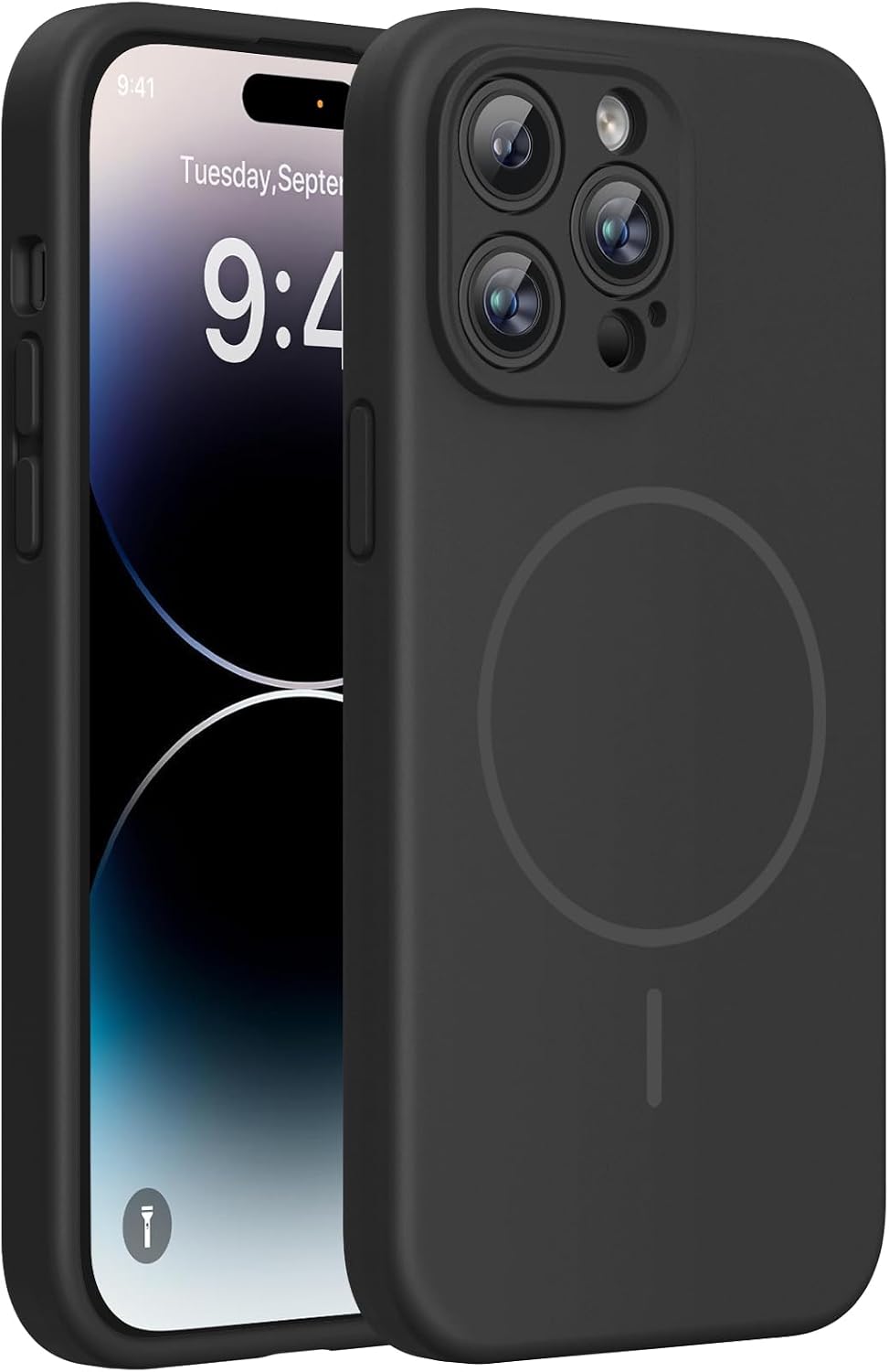 Miracase Magnetic for iPhone 16 Pro Case, Silicone, Black