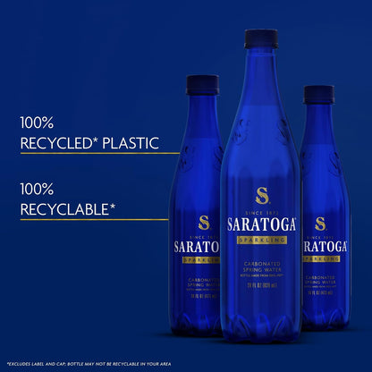 Saratoga Sparkling Water Bottles, 24-Pack – Carbonated Spring Bottled Water – Recycled PET Plastic Bottles – 16 Fl Oz