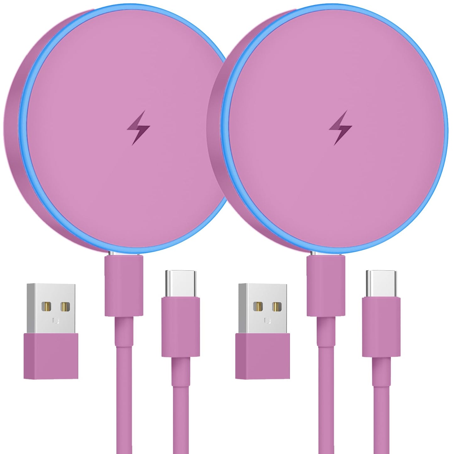 MagSafe Charger 2 Pack 15W Magnetic Wireless Charger Fast Charging Pad Compatible with iPhone 17/16/15/14/13/12 Series & AirPods 3/2/Pro Magnetic MagSafe Charging Pad with Dual Ports-Blue