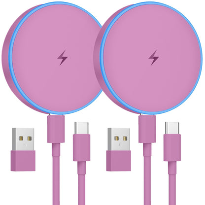 MagSafe Charger 2 Pack 15W Magnetic Wireless Charger Fast Charging Pad Compatible with iPhone 17/16/15/14/13/12 Series & AirPods 3/2/Pro Magnetic MagSafe Charging Pad with Dual Ports-Blue