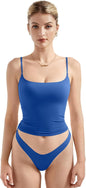 SUUKSESS Women Double Line Square Neck Tank Top Summer Y2K Going Out Basic Cami Shirt
