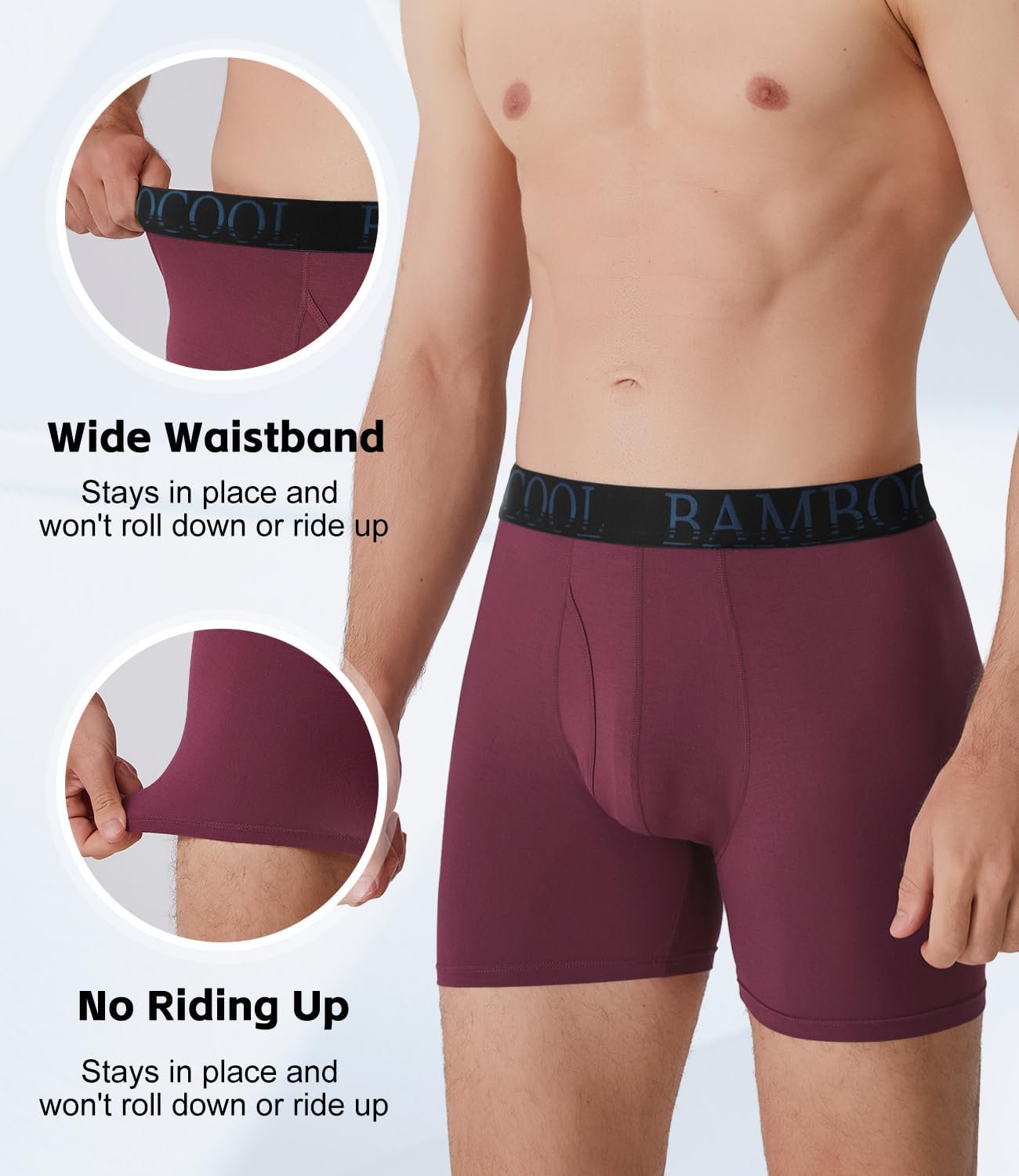 BAMBOO COOL Ultra Soft & breathable Mens Underwear Boxer Briefs Pack