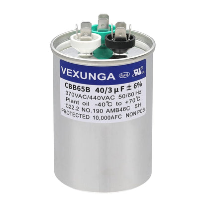 VEXUNGA 5uF 370/440VAC 50/60Hz CBB65 CBB65A Oval Run Start Capacitor 5 MFD 370V/440V Air Conditioner Capacitors for AC Unit Fan Motor Start or Pool Pump or Air Condenser Straight Cool