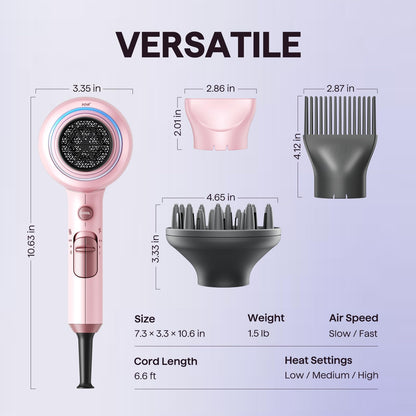 Wavytalk Blown Away Ionic Hair Dryer with Diffuser for Curly Hair