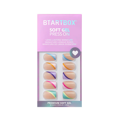 BTArtbox Press On Nails, Cream Puff, Short Almond, Ombre Off White, 32Ct