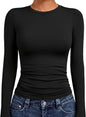 AUTOMET Womens Crew Neck Long Sleeve Shirts Compression Underscrubs Tops