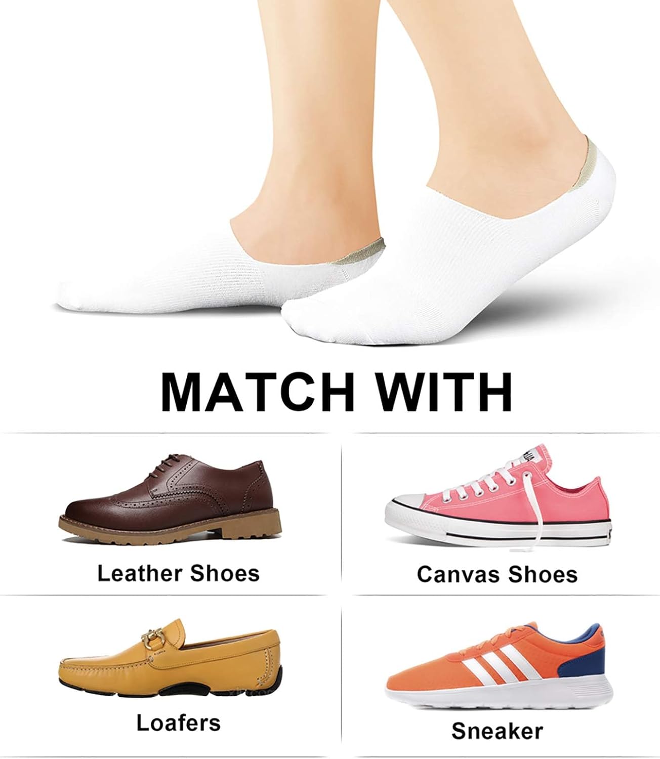 wernies No Show Socks Women Low Cut Ankle Socks Non Slip 4/8 Pairs