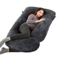 ALLOPERA Pregnancy Pillow, Full Body Maternity Pillow 57 inch, with Removable Washable Cover - Sleep Support for Legs, Back, Neck, Shoulder, HIPS, Belly, Velvet Cover-Grey-Dark Blue