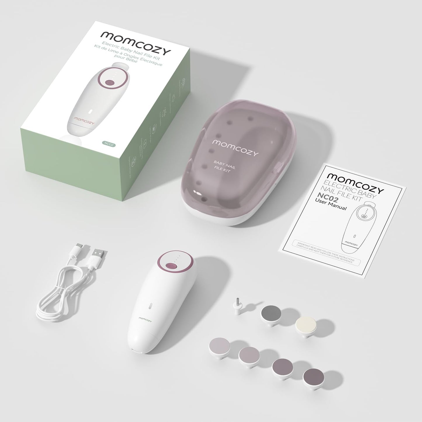 Momcozy Baby Nail File Electric, Gentle Night Light Baby Nail Trimmer