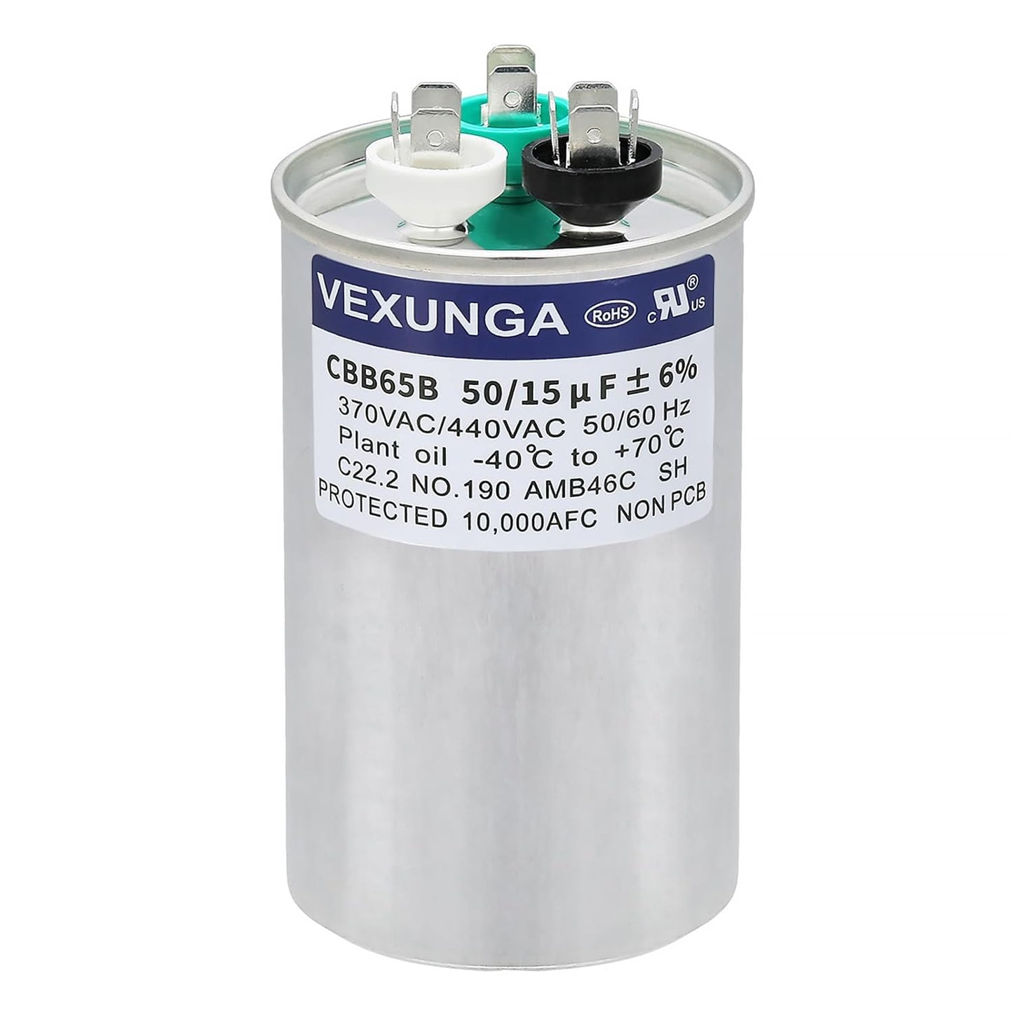 VEXUNGA 5uF 370/440VAC 50/60Hz CBB65 CBB65A Oval Run Start Capacitor 5 MFD 370V/440V Air Conditioner Capacitors for AC Unit Fan Motor Start or Pool Pump or Air Condenser Straight Cool