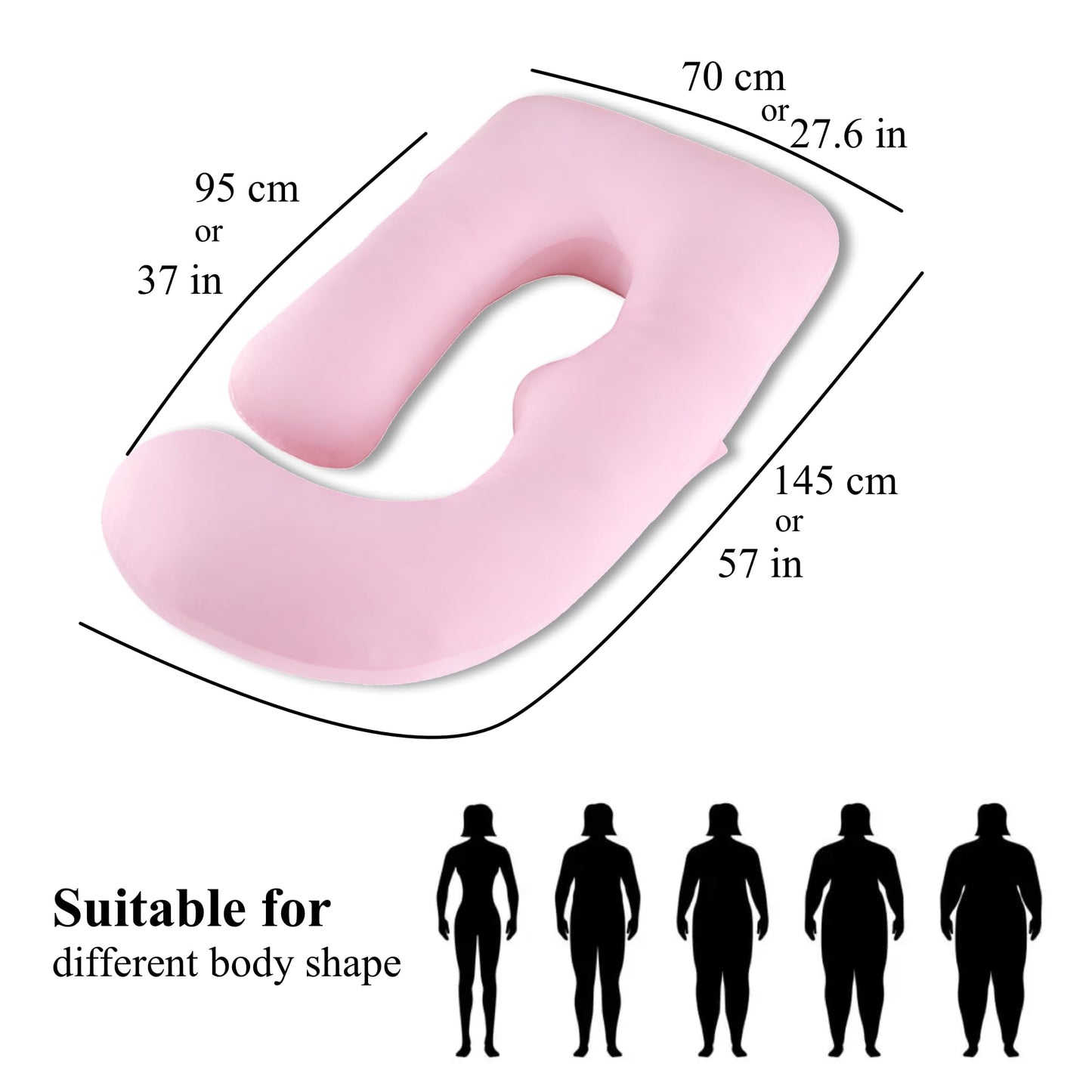 ALLOPERA Pregnancy Pillow, Full Body Maternity Pillow 57 inch, with Removable Washable Cover - Sleep Support for Legs, Back, Neck, Shoulder, HIPS, Belly, Velvet Cover-Grey-Dark Blue