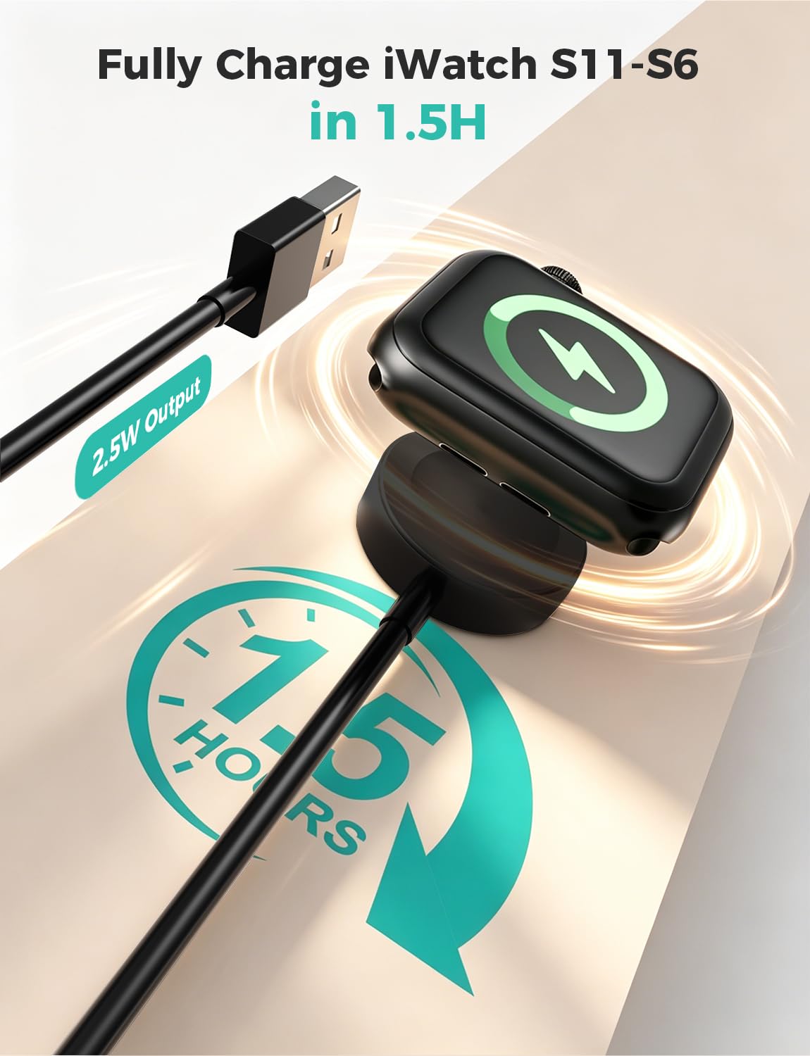 6.6FT Long for Apple Watch Charger USB Magnetic Fast Charging Cable Portable Wireless Charging Accessories Compatible with iWatch Series 11/10/9/8/7/6/5/4/3/2 Ultra 3/2/SE
