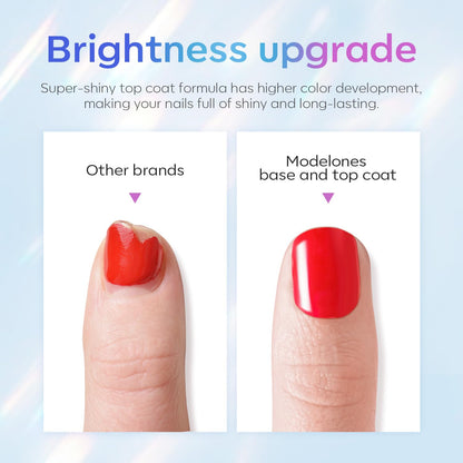 modelones Gel Top Base Coat Set 15ml 2026 Upgrade No Wipe Super Shine