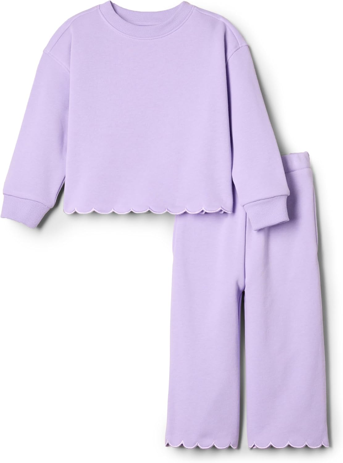 Amazon Essentials x Sofia Grainge Toddlers and Baby Girls' French Terry Sweatshirt Pant and Top Set