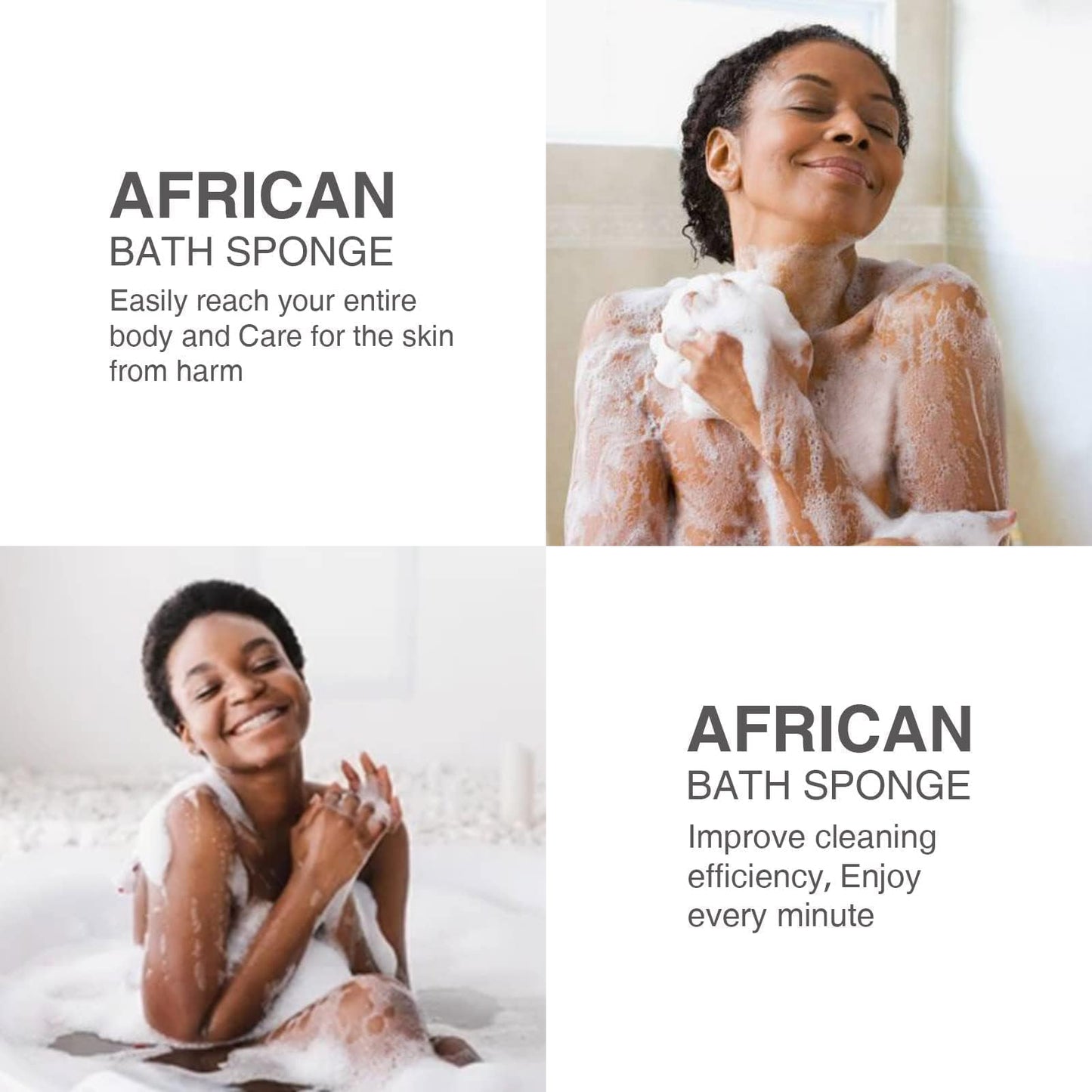 UJFQBH African Net Sponge Authenti, Exfoliating Body Scrubber for Back and Hard to Reach Areas, Gentle Daily Exfoliation for Deep Cleansing, Quick Drying Shower Essential, Aqua Grey 3 Pack