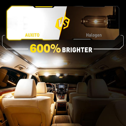 AUXITO 194 LED Bulbs for License Plate Light 168 175 2825 W5W T10 24-SMD 3014 Chipsets 6000K White for Car Dome Door Map Dash Courtesy Cargo License Plate Lights, Pack of 2