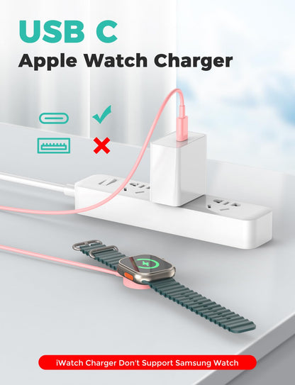 6.6FT Long for Apple Watch Charger USB Magnetic Fast Charging Cable Portable Wireless Charging Accessories Compatible with iWatch Series 11/10/9/8/7/6/5/4/3/2 Ultra 3/2/SE