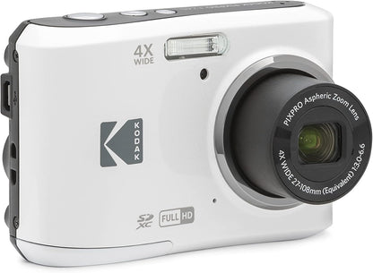 KODAK PIXPRO FZ45 16MP Compact Digital Camera, 4X Optical Zoom, AA, White