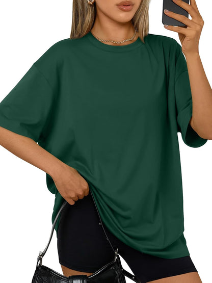 Trendy Queen Womens Oversized T-Shirts Short Sleeve Crew Neck Summer Tops