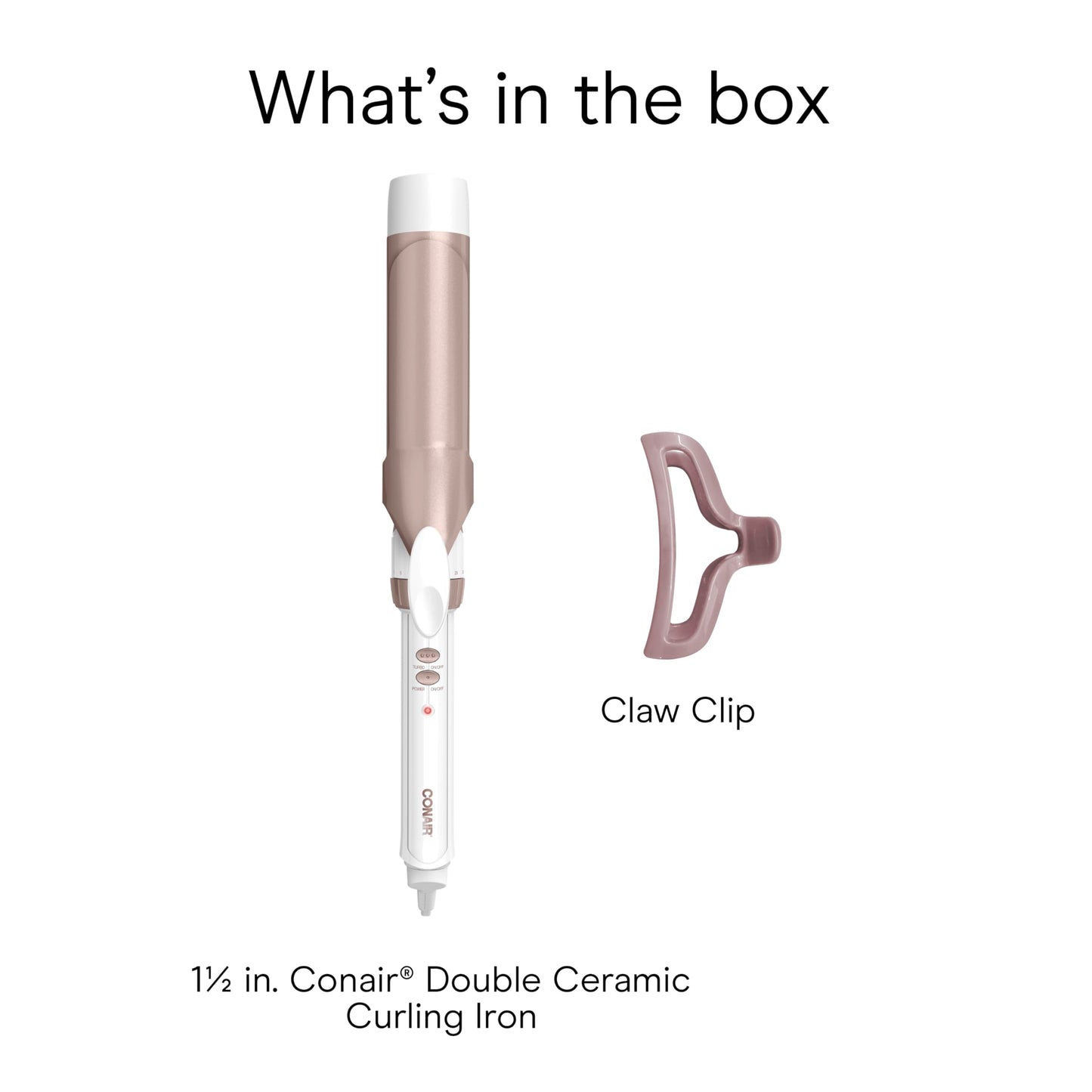 Conair Curling Iron, Double Ceramic, 1" Barrel, White/Rose Gold