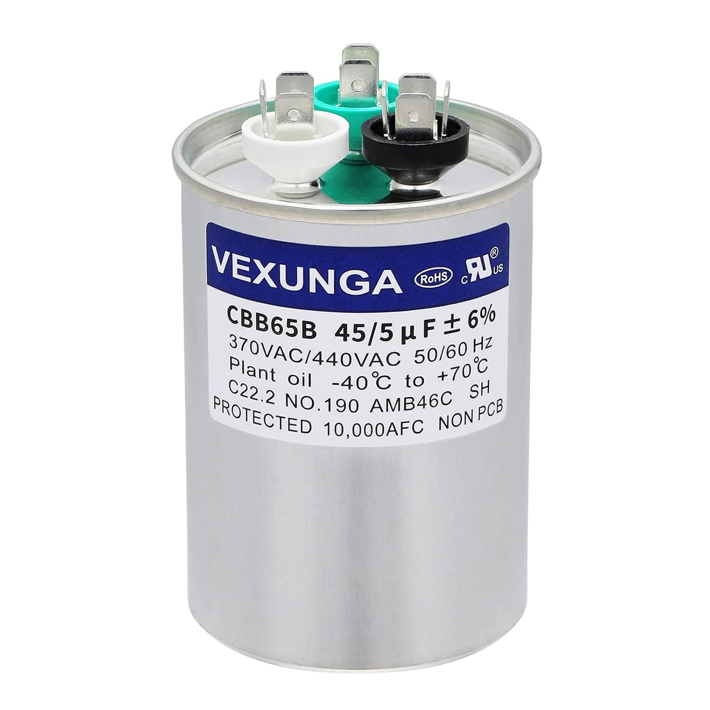 VEXUNGA 5uF 370/440VAC 50/60Hz CBB65 CBB65A Oval Run Start Capacitor 5 MFD 370V/440V Air Conditioner Capacitors for AC Unit Fan Motor Start or Pool Pump or Air Condenser Straight Cool