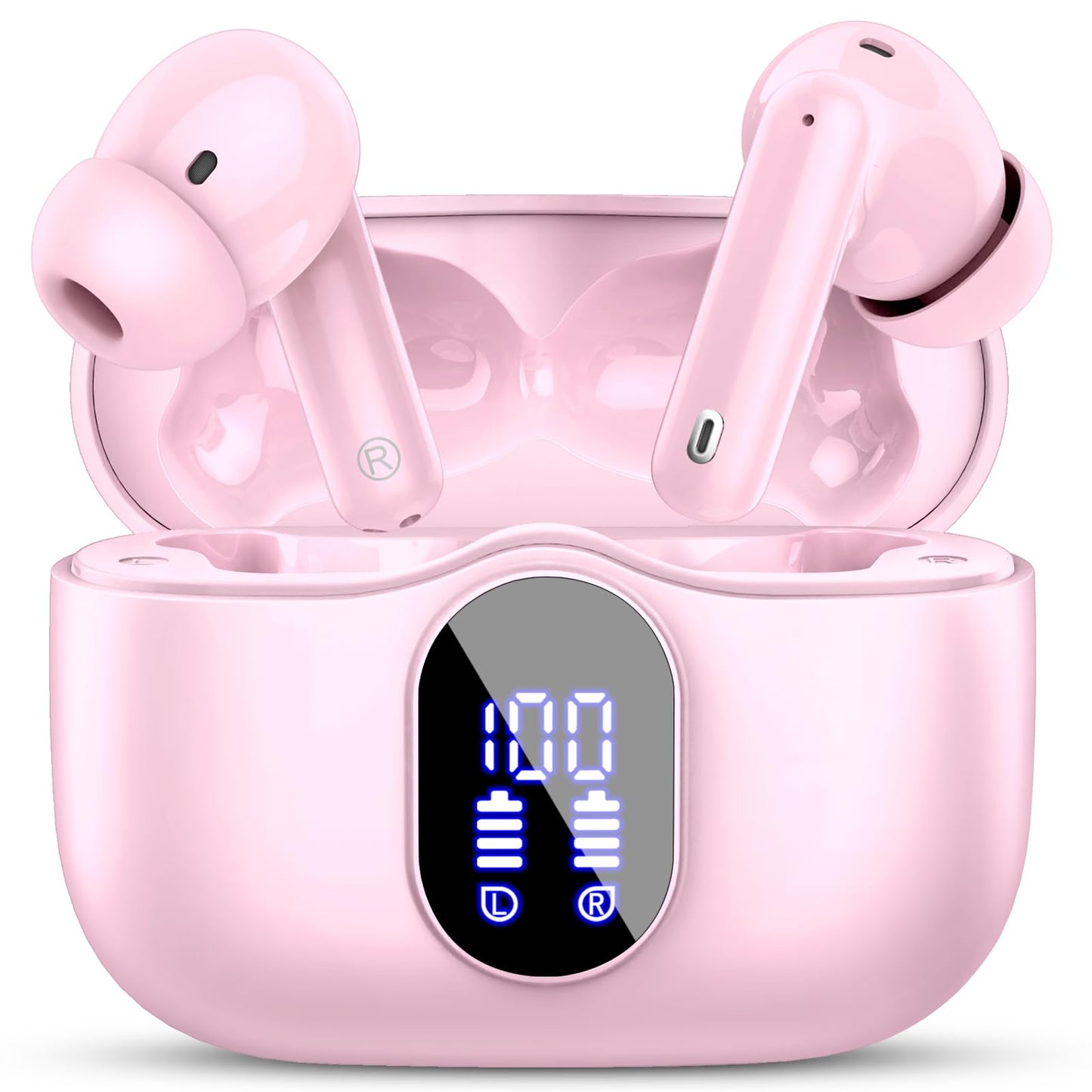 Wireless Earbuds, Bluetooth 5.4 Headphones Bass Stereo/Clear Calls, Black