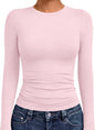 AUTOMET Womens Crew Neck Long Sleeve Shirts Compression Underscrubs Tops