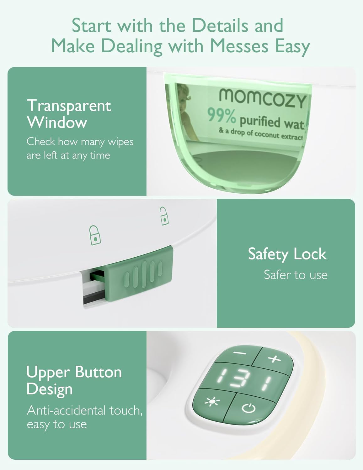 Momcozy Baby Wipe Warmer, Innovative Spring Design,Large Capacity Dispenser