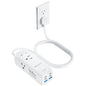 Olcorife Flat Plug Power Strip with 5 FT Extension Cord, 6 Outlets 3 USB Ports(1 USB C), 3 Sided Outlet Extender for Home Office Travel Dorm Room Essentials, White
