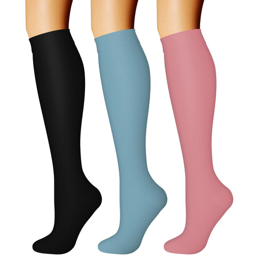 CHARMKING Compression Socks for Women & Men Circulation (3 Pairs) 15-20 mmHg is Best Support for Athletic Running Cycling