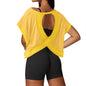 UNIANKIYA Open Back Workout Tops for Women Loose Fit Athletic Crop Tee Short Sleeve Gym Running Yoga Shirt