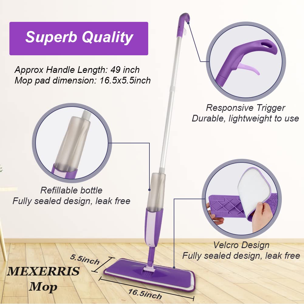 Spray Wet Mops for Floor Cleaning: Hardwood Floor Mop Refillable Dust Mop